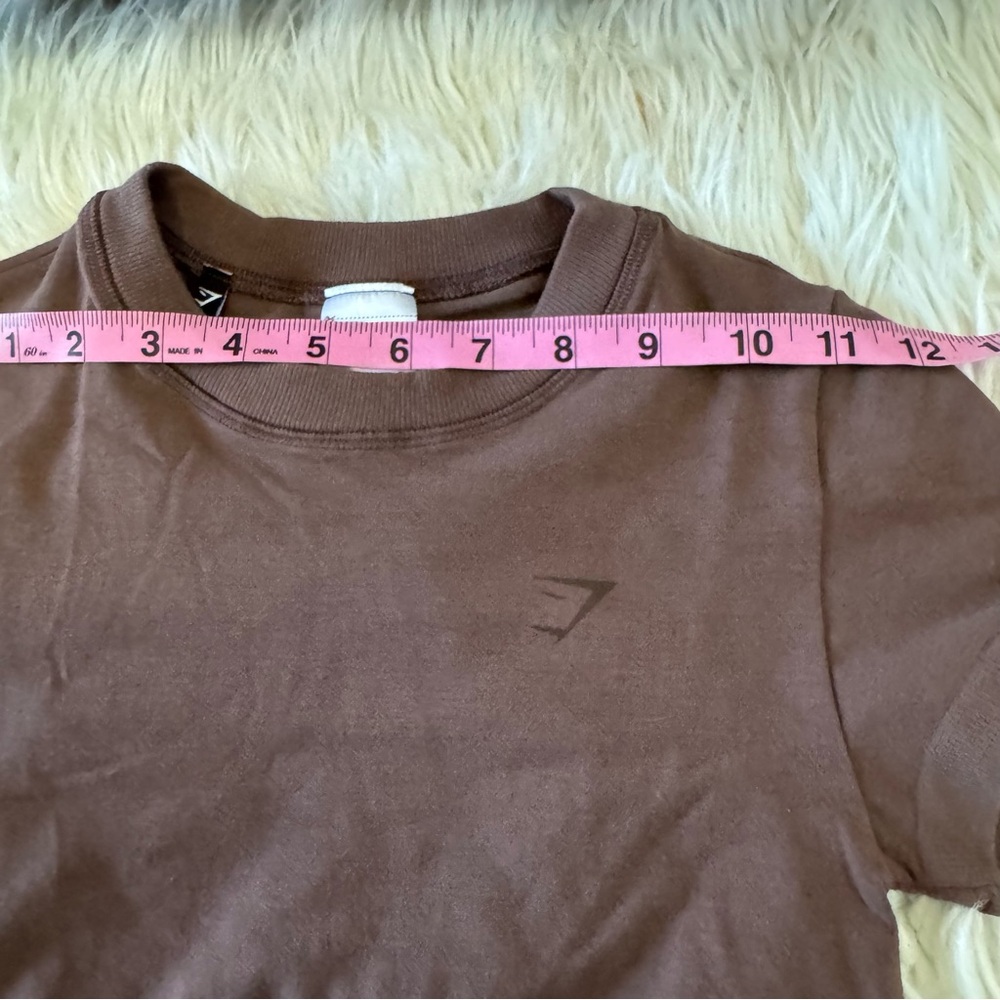 Gym Shark cotton seamless crop top in soft brown xs - Picture 8 of 9
